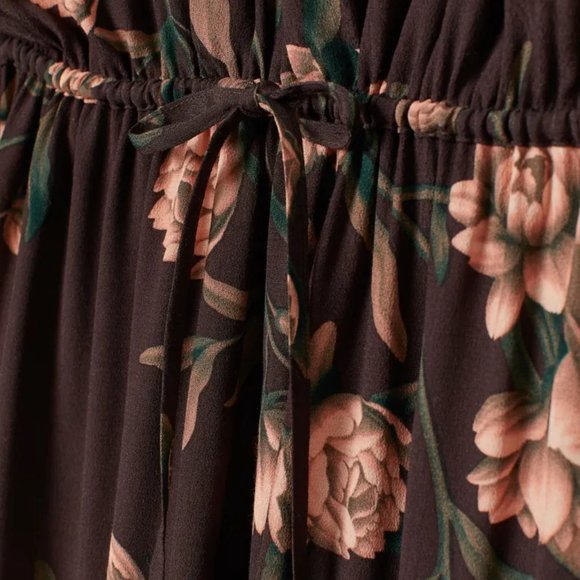 Johanna Ortiz x H&M Creped Ruffled Dress in Dark Brown Wild Roses XS - Picture 3 of 6